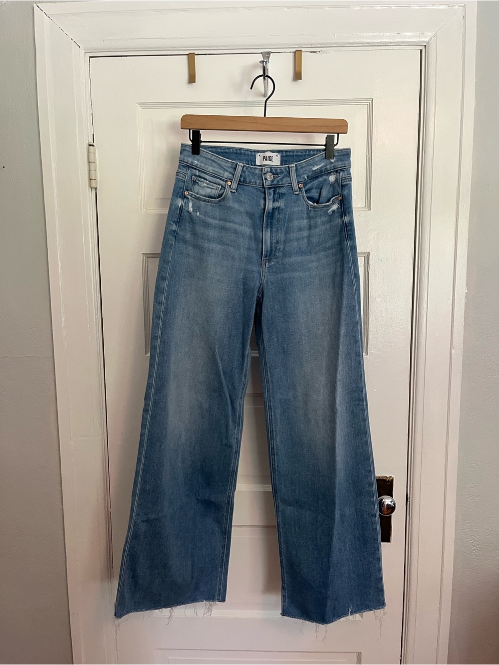 PAIGE Anessa High-Rise Wide Leg Jeans with Raw Hem